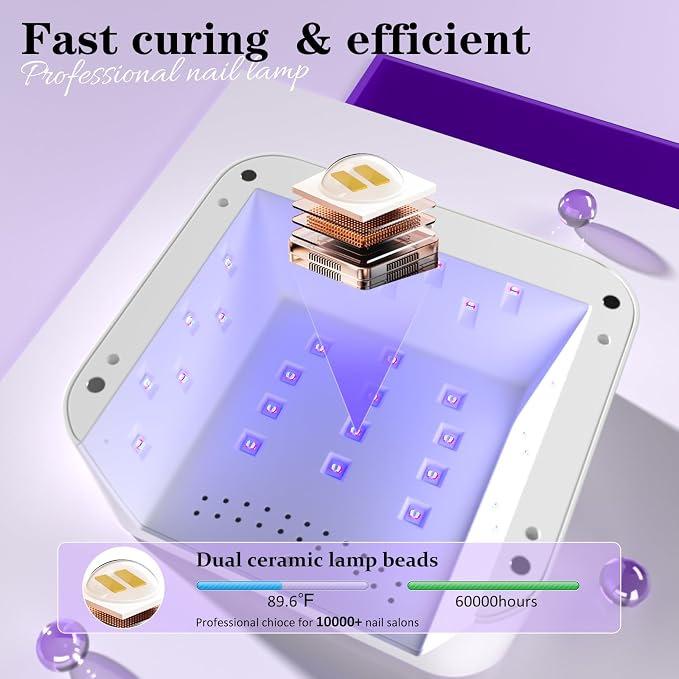 388W Rechargeable UV Light for Gel Nails, Cordless Nail Lamp with 50000mAH Long Battery Life, Unique Knob, Rhinestones Decor & LCD Display, Professional Nail Dryer for Home & Salon