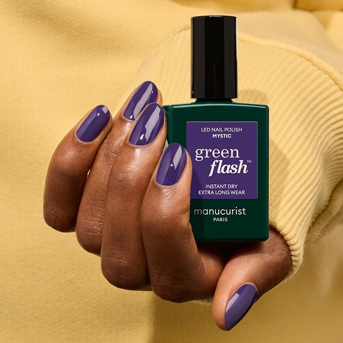 Manucurist Green Flash Mystic Purple Blue LED Gel Nail Polish | LED Gel Polish & Semi-Permanent Nail Varnish, UV Nail Lamp - 12-Free, Bio-Sourced, Vegan, Made in France, 0.5 fl oz