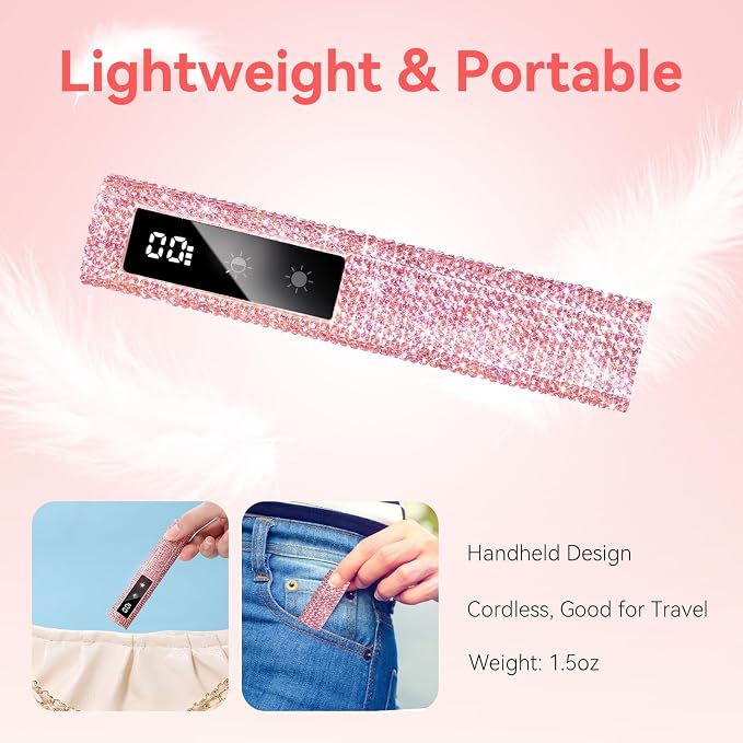 Makartt Handheld UV Nail Light with Painless Mode for Curing Builder Gel | 800mAh Rechargeable UV Light for Gel-X Nail Tips Portable Nail Lamp with LCD Display & 3 Timers Home DIY & Salon, Diamond