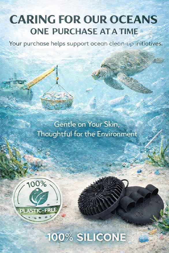 Hygienic Silicone Body Scrubber, Exfoliating Body Scrubber for Sensitive Skin, Eco Friendly Shower Scrubber for Body, Silicone Body Brush for Showering (Black)