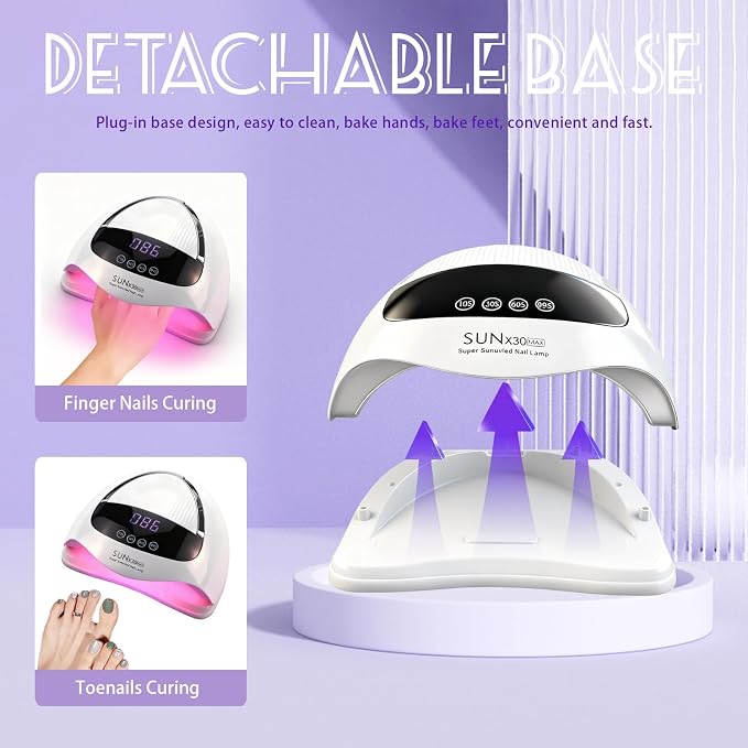 500W UV LED Nail Lamp, 90 LEDs Gel Nail Dryer for Fast Curing with LCD Display, 4 Timer Settings & Auto Sensor, Salon-Grade Nail Light for Home and Nail Salon Use