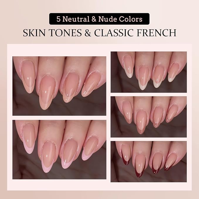 BTArtboxnails XCOATTIPS SkinTone French Tip Press On Nails Kit, S Square | Lamp-Curable, 4-Week Wear, Salon Quality Value at Home, 160 Nail Tips, Glue, Builder Gel, Top Coat, Nail Lamp, All-in-one Kit