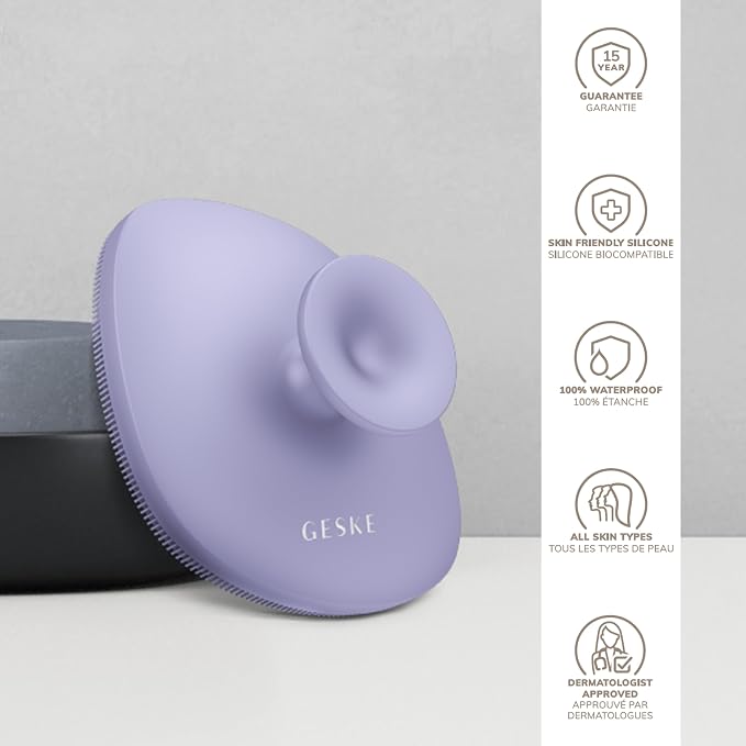 GESKE Body Brush | 4 in 1 | Cleansing Brush for the Entire Body | Professional Deep Cleaning | Soft Silicone Bristles | Ergonomic Two-Finger Design | Cleanses & Massages