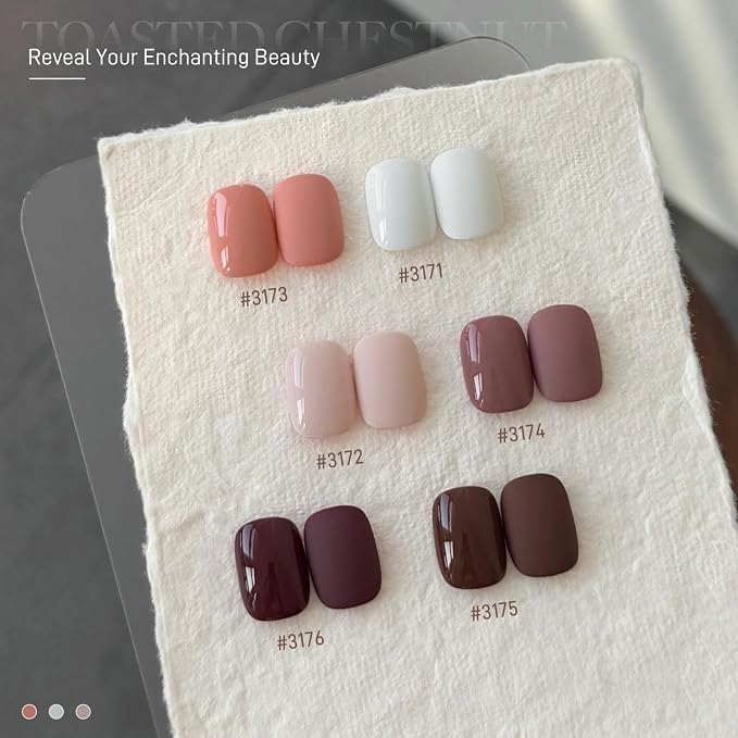 GAOY Mauve Gel Nail Polish Set, 6 Colors Brown Red Neutral Pink Nude | Fall Nail Art, UV Lamp Required, Pigmented, Long Lasting, Easy to Apply, Salon Manicure at Home, Gift for Women