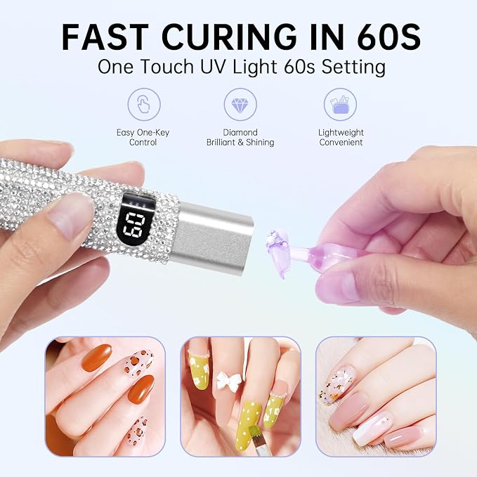 Handheld Cordless UV Nail Lamp with LCD Display | Mini UV LED Light for Gel Nails, Portable Flash Cure Lamp, Rechargeable USB Nail Dryer Fast Curing Salon & Home DIY