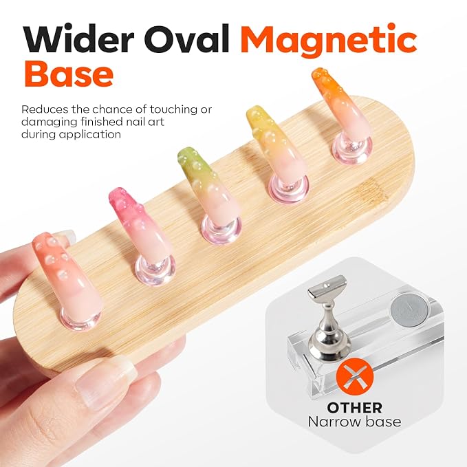 Modelones Nail Stand, Wider Display Base for Press Ons Nail Tips Holders | Heart Display Base Standard Pinky Nail Stands for False Nail Tips Practice Painting 100PCS Adhesive Double-sided Tape