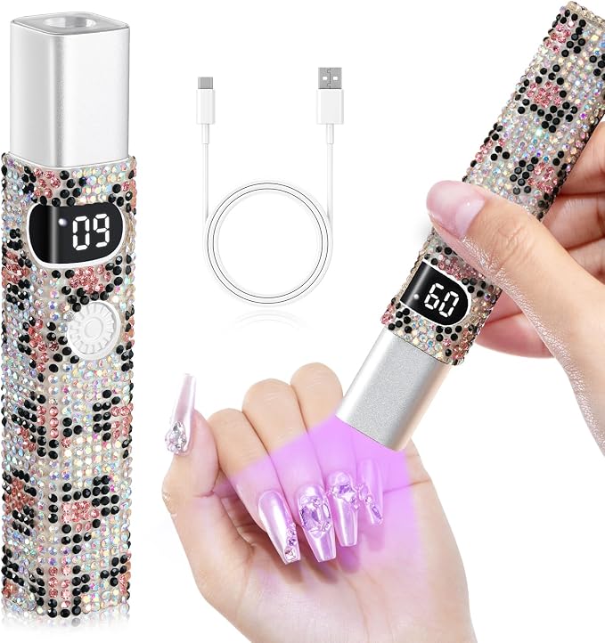 Handheld Cordless UV Nail Lamp with LCD Display | Mini UV LED Light for Gel Nails, Portable Flash Cure Lamp, Rechargeable USB Nail Dryer Fast Curing Salon & Home DIY