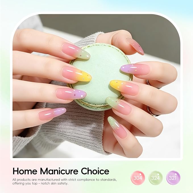 PEACECOLOR 25PCS Jelly Gel Nail Polish Set, 22 Colors Jelly Spring Summer Gel Polish with Cat Eye and Glossy Top Coat Pastel Pink Milky Green Purple Ice Collection Cateye Effect Nail Art Gel Kit