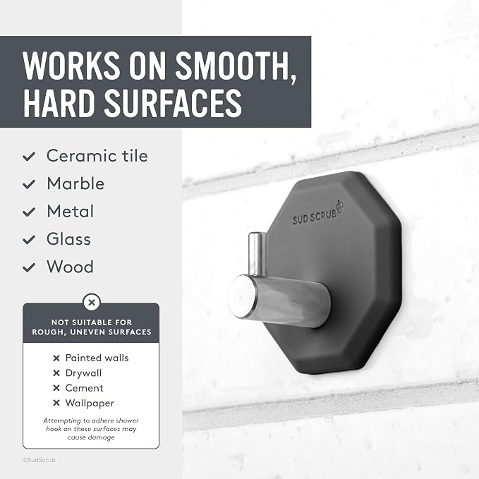 Sud Scrub® Body Scrubber + Extender Handle + Shower Hook Set (Charcoal)