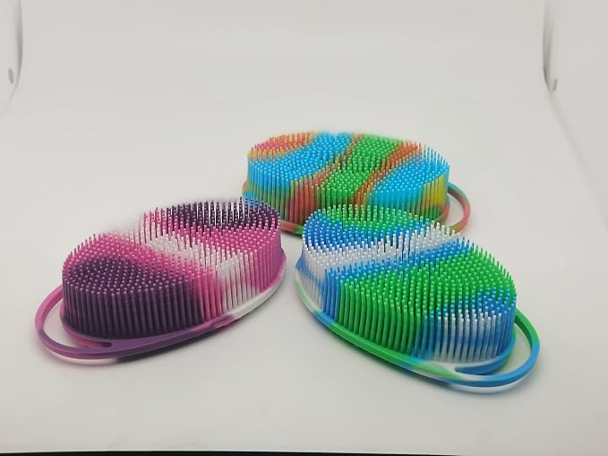 Soft Exfoliating Body Shower Scrubber - Silicone Bath Brush for Kids & Adults - 3 Pack