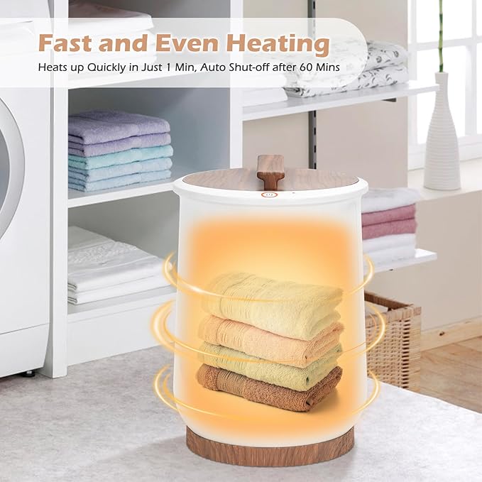 Asuka Towel Warmer for Bathroom, Large Towel Warmer Bucket, Easy One-Button Control, Auto Shut-Off, 21L Capacity Fits Up for Two 40"X70" Oversized Towels, PJ’s Bathrobe, CL1 (Brown)