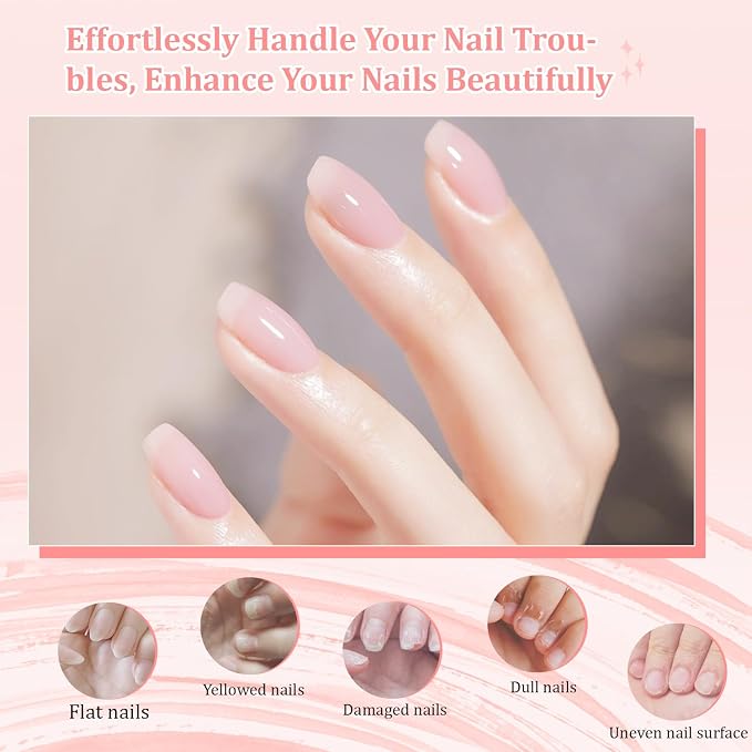 JODSONE 10 Colors Builder Nail Gel Polish Set with Base Coat and Top Coat No Wiping for Nails Strengthener Hard Nail Extension Gel LED Nail Lamp Cured