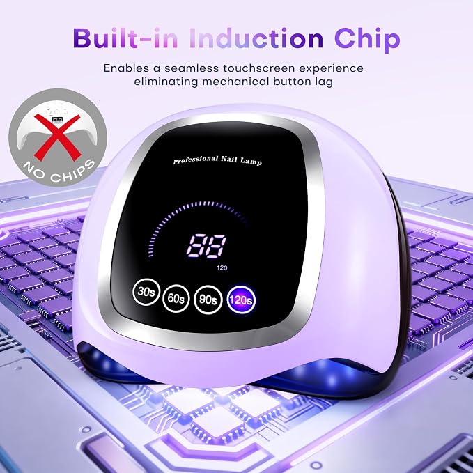 UV Nail Lamp, 180W LED Nail Dryer for Gel Polish, Touch Screen, 42 Beads | Auto Sensor Curing Light with LCD Display and 4 Timer Settings, Fast, Even Curing for Salon Use and Home DIY Manicure