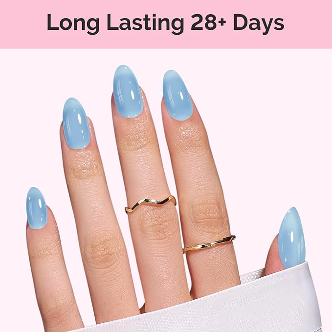 MelodySusie Blue Gel Nail Polish, 0.5Fl.oz Jeweliver Jelly Gel Polish Translucent Plastel Haze Blue Neutral Color Soak Off UV LED Gel Polish Nail Art Design Manicure Salon DIY At Home JP53
