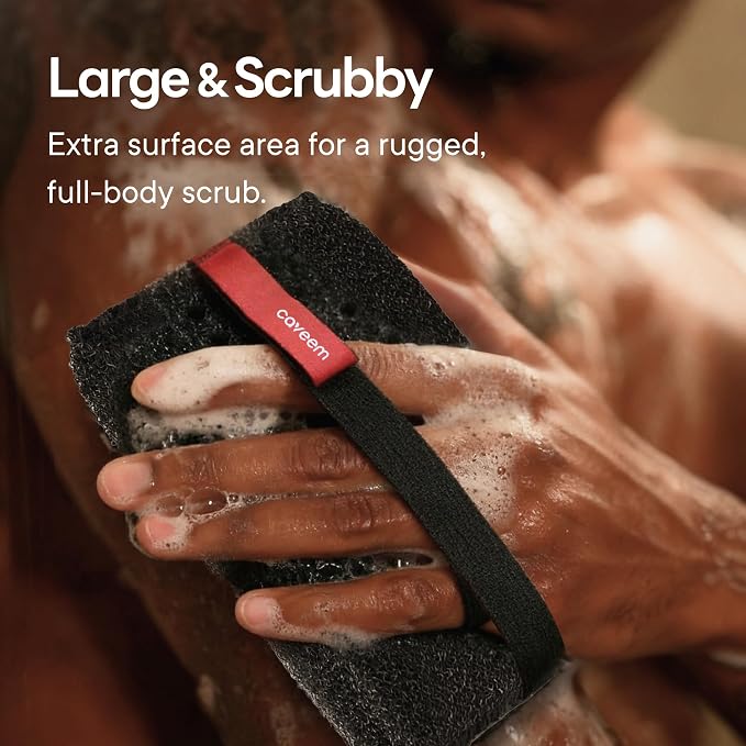 Caveem Exfoliating Body Scrubber, Bath Body Scrubber, 2 Pack, Dark Grey