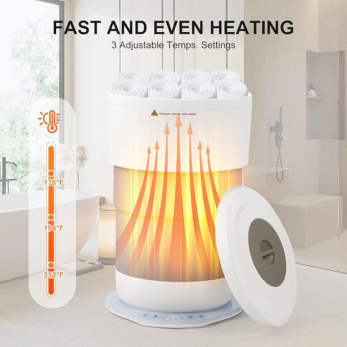 Flyisland Towel Warmers 21L, Towels Warmer Bucket for Bathroom with Timer, Towel Heater,Auto Shut Off,White Elephant Gifts