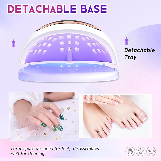 Wisdompark 268W UV LED Nail Lamp, Nail Dryer for Gel Polish, 4 Timers Curing Lamp Professional Nail Light, 66Pcs Uv Beads and Automatic Sensor (Black)