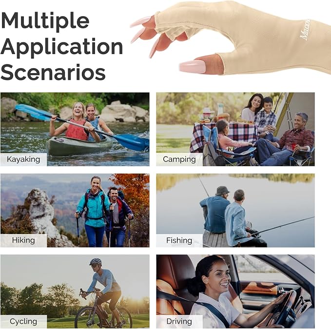 MelodySusie UPF50+ Fingerless UV Protection Gloves for Gel Manicures | Cool breathable fabric,professional UPF50+ UV protection,fingerless design ideal for salon & home gel manicure,Anti UV Light