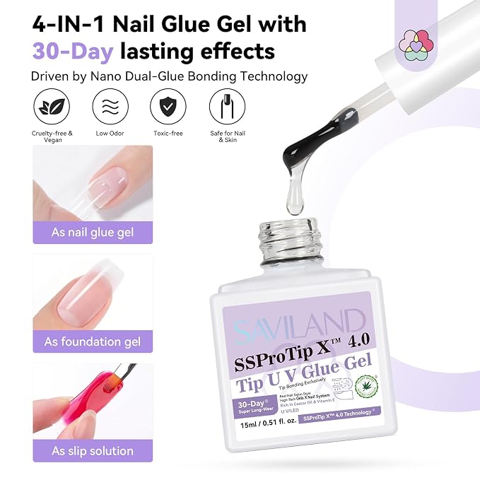 SAVILAND Pro Gel Nail Kit with Drill: Short Almond Tips 12 Sizes Gel Nail X Kit 500 PCS Strong Nail Glue U V Nail Lamp for Nail Extension Salon DIY Home Gift for Women | 500 short almond tips in 12 sizes, 20,000 RPM drill, 4-in-1 glue gel, mini lamp, p...