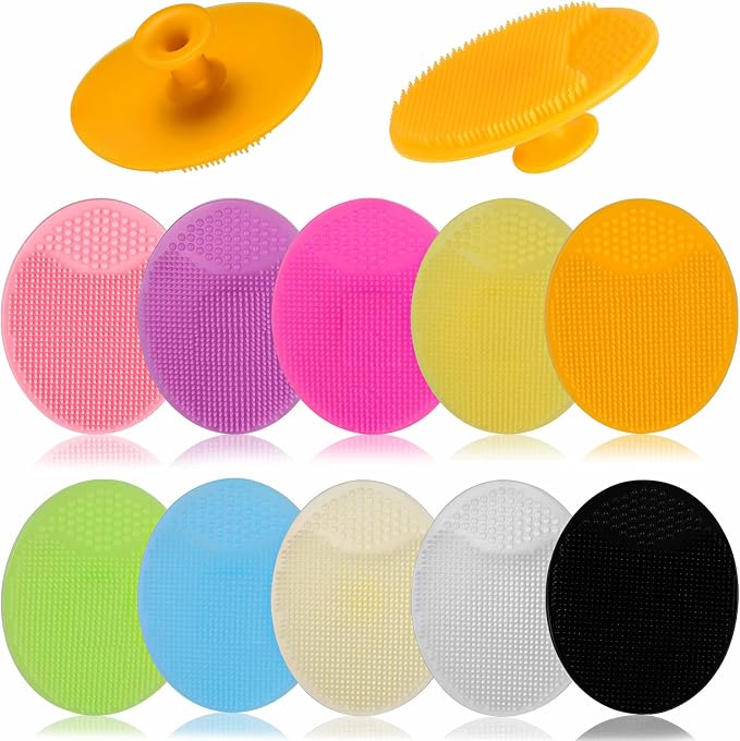 10 Pack Silicone Face Scrubber with Suction Handle, Exfoliating Facial Cleansing Brush for Deep Pore Cleaning and Blackhead Removal