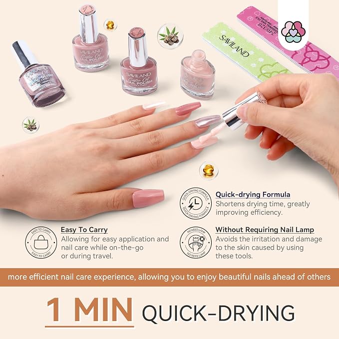 SAVILAND Pink Nail Polish Set: Burgundy Dark Red White Pearl Quick Dry Nail Polish Regular Kit with Castor Oil Base and Top Coat Nail Lacquer Set DIY Art at Home Gift 12 Colors 14 Pcs
