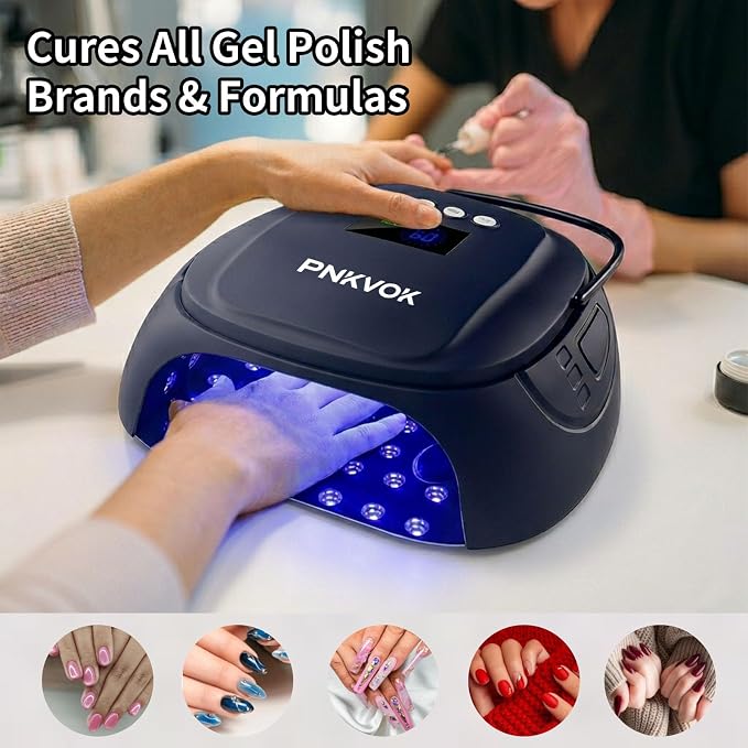 126W Rechargeable UV LED Gel Nail Lamp, Nail Dryer for Gel Polish | Cordless UV Light for Nails with LCD Display, 4 Timer Setting and Auto Sensor, Nail Cure Light with Removable Bottom