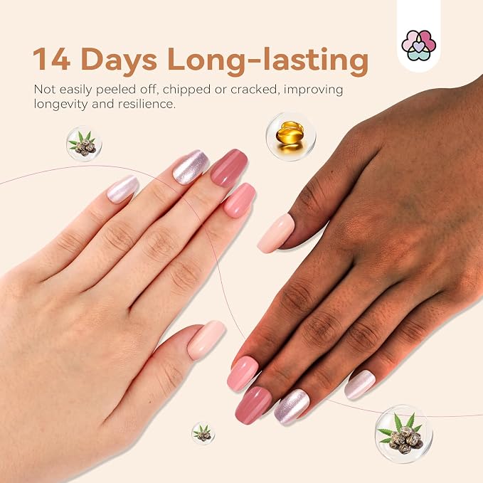 SAVILAND Pink Nail Polish Set: Burgundy Dark Red White Pearl Quick Dry Nail Polish Regular Kit with Castor Oil Base and Top Coat Nail Lacquer Set DIY Art at Home Gift 12 Colors 14 Pcs