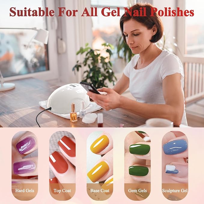 NAILGIRLS 150W UV LED Nail Lamp with Auto Sensor - Fast Curing Gel Polish Acrylic Nail Dryer, UV Nail Light 4 Timer Settings, 36 LED Beads and Automatic Sensor for Home Salon Use