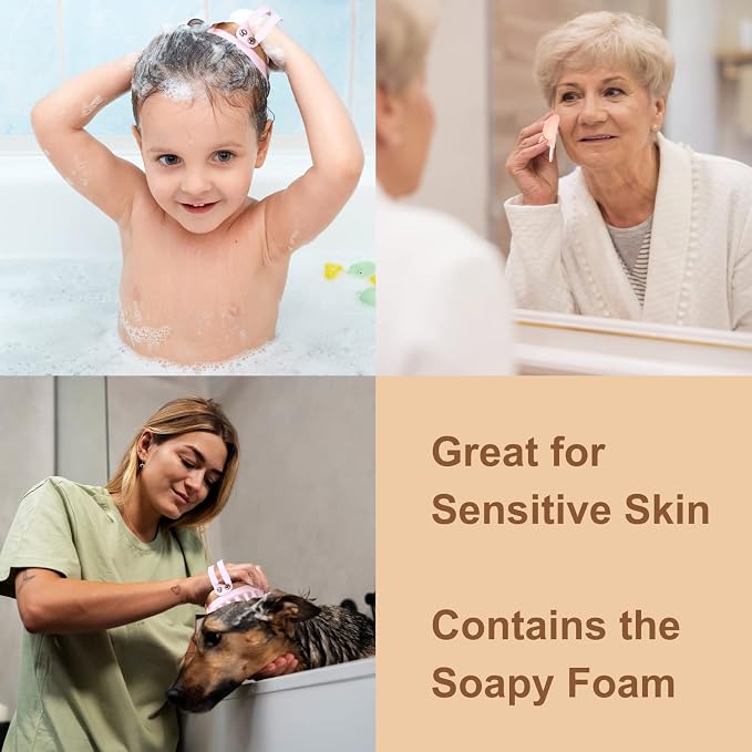 KUBBA- Bath Silicon Scrubber Kit Including Scalp, Body, Back, and Face Massager/Scrubber- Gentle Skin Exfoliating- Extra Hygienic, Easy to Clean, Long Lasting (Pink)