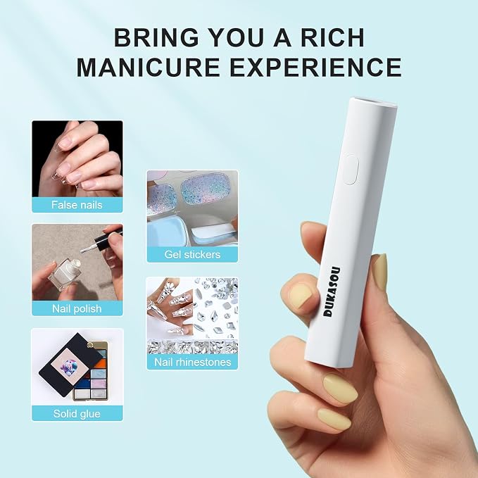 Portable Mini LED Nail Lamp for Gel Polish - Cordless Rechargeable USB Nail Dryer for Fast Curing Home DIY Manicure Art