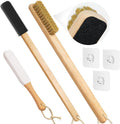 Long Handle Toe Gap Cleaning Brush+Body Shower Brush+Foot Grinder, Black | Silicone Foot Scrubber for Shower, Feet Cleaner Scrub Foot Care for Seniors,Elderly, Men and Women