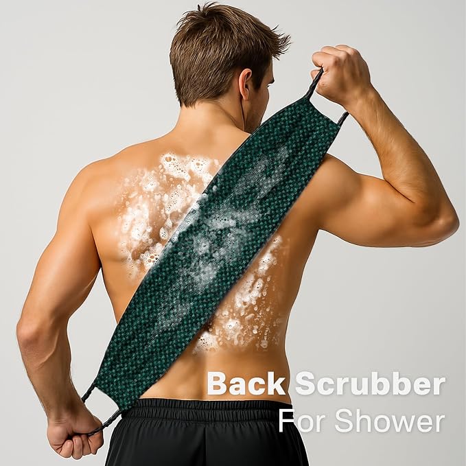Yiclick Dual-Textured Exfoliating Washcloth Towel - Back Scrubber for Use in Shower Bath, Exfoliating Body Scrubber Exfoliator, Japanese Exfoliate Loofah Lufa Sponge Wash Cloth for Women Men