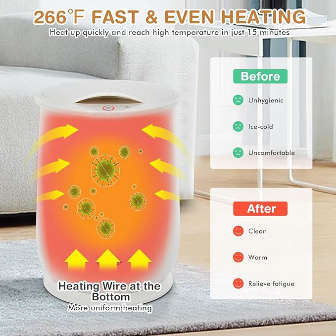 COSTWAY Towel Warmer for Bathroom, 21L Large Towel Heater with Flip-top Lid, Child Safety Lock, 1H Auto Shut Off, Blanket Warmer for Towels, 45” x 70” Bathrobes, Bathroom, Gift for Family