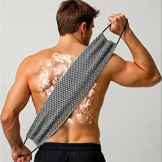 Yiclick Dual-Textured Exfoliating Washcloth Towel - Back Scrubber for Use in Shower Bath, Exfoliating Body Scrubber Exfoliator, Japanese Exfoliate Loofah Lufa Sponge Wash Cloth for Women Men