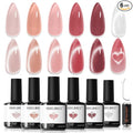 modelones Cat Eye Gel Nail Polish Kit Jelly 6Colors Pink Nude Sparkle