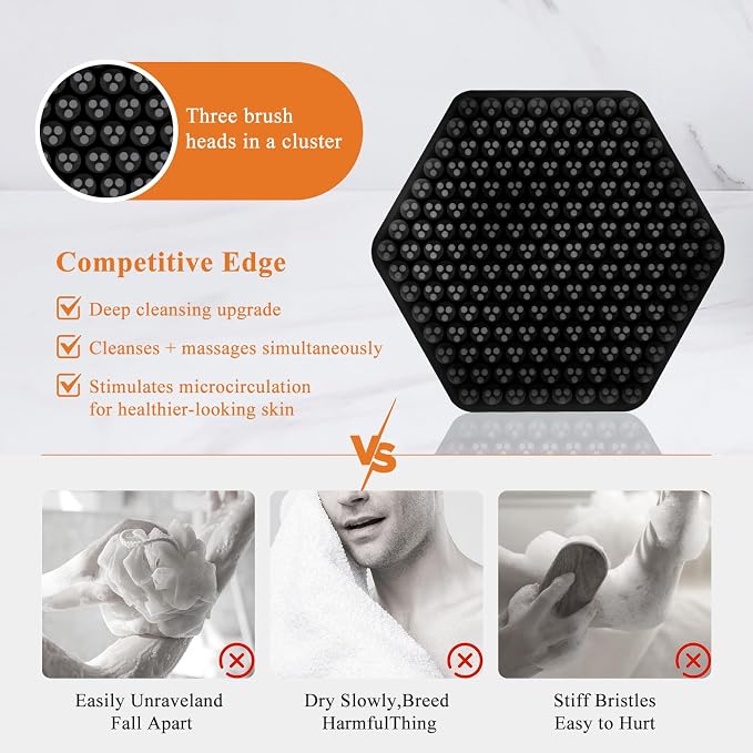 VWMYQ Silicone Face Scrubber for Men, Gentle Exfoliator Pad & Massager, Facial Cleansing Brush Silicone Face Wash Brush Removes Dead & Dry Skin