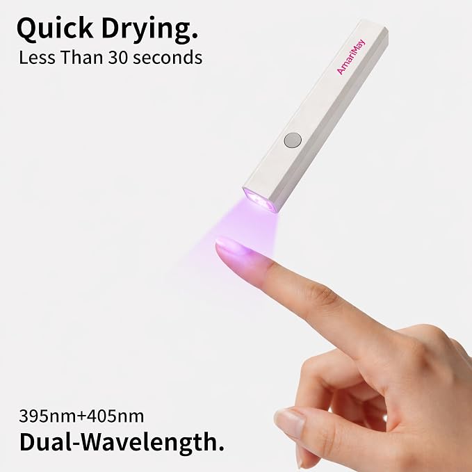 Handheld Mini UV Nail Lamp, Timer 20/60s, Portable Cordless Nail Lamp for Gel Nails, Manicure Gel Polish Curing Light, Fast Curing with USB-C Rechargeable Design