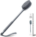 CORATED Silicone Back Scrubber for Shower, Exfoliating Body Scrubber with Long Handle, 2‑in‑1 Body Brush for Women & Men Daily Use, Loofah Alternative Bath Accessories
