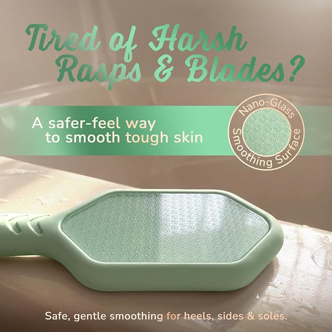 SILKLE Nano Glass Foot File - Foot Callus Remover for Feet & Foot Scrubber | Silicone Grip for Non-Slip Control - Foot Scrubber for Dead Skin, Heel Scraper for Cracked Heels & Foot Exfoliator - Green