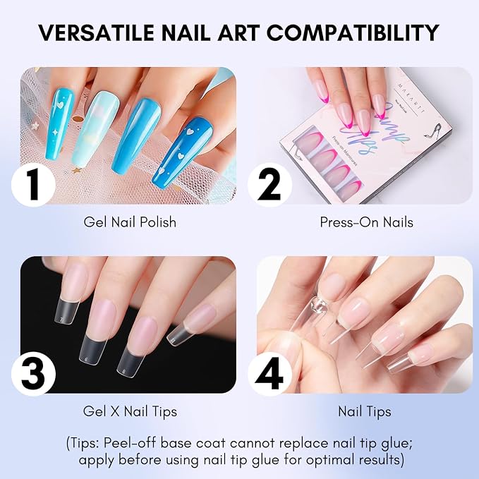 Makartt Peel Off Gel Base Coat 15ml, Easy Removal for Practice | Clear, No Soaking or Filing, Damage-Free for Weak & Thin Nails, UV/LED Lamp Needed, Beginner-Friendly Peelable Base