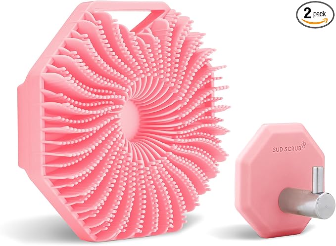 Sud Scrub® Body Scrubber + Shower Hook Set (Pink)