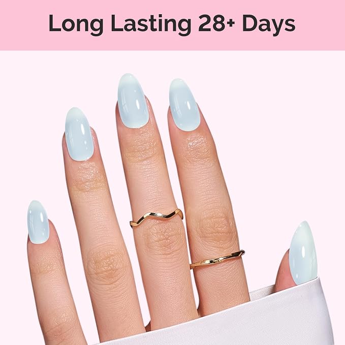 MelodySusie Milky Blue Gel Nail Polish, 0.5Fl.oz Jeweliver Gel Polish Translucent Light Baby Blue Pastel Color White Soak Off UV LED Art Design Manicure Gift for Girls Salon DIY At Home JM11