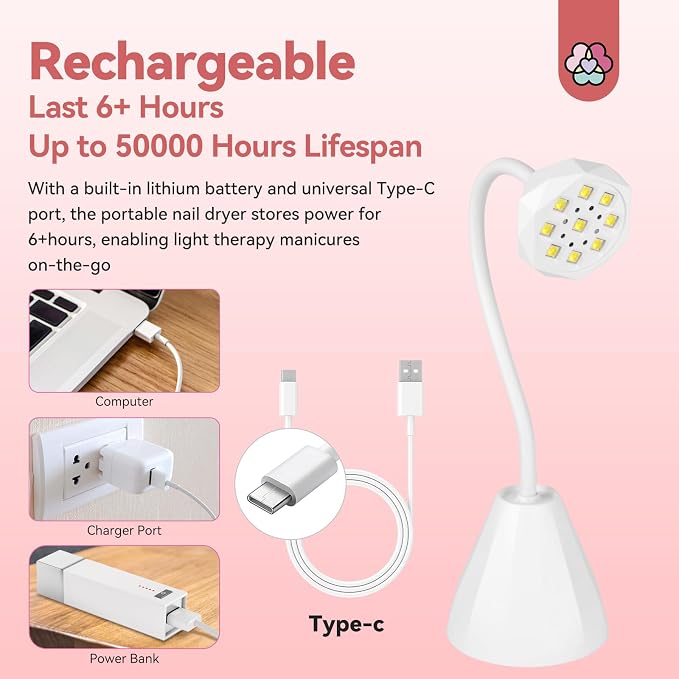 SAVILAND 27W U V Light for Gel Nails: Smart Sensor U V Gels X Lamp 10s Flash Cure Intellisense Gooseneck U V Lamp for Gel Nails Mini Fast Dry LED Quick Dry Nail Dryer Artist Travel Home Use