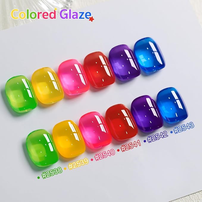 GAOY Glass Jelly Gel Nail Polish Set, 6 Colors Yellow Blue Green Red Pink | Summer Nail Art, Layer with Cat Eye, UV Lamp Required, Long Lasting, Beach Vacations, Pool Party Glam, Manicure Pedicure