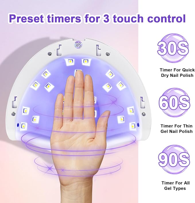 JODSONE U V LED Nail Lamp,2-in-1 Design for Nail Tip and Gel Nails Polish Fast Curing with 4 Timer Smart Sensor