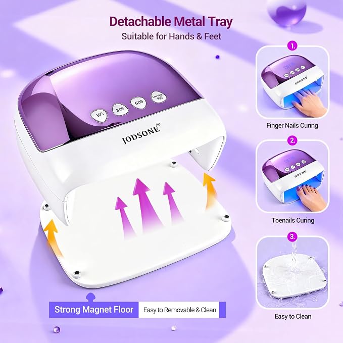 JODSONE Cordless LED Nail Lamp Rechargeable Portable with 4 Timers LCD Display Screen Nail Dryer Cure Light Suitable for Home and Salon﻿