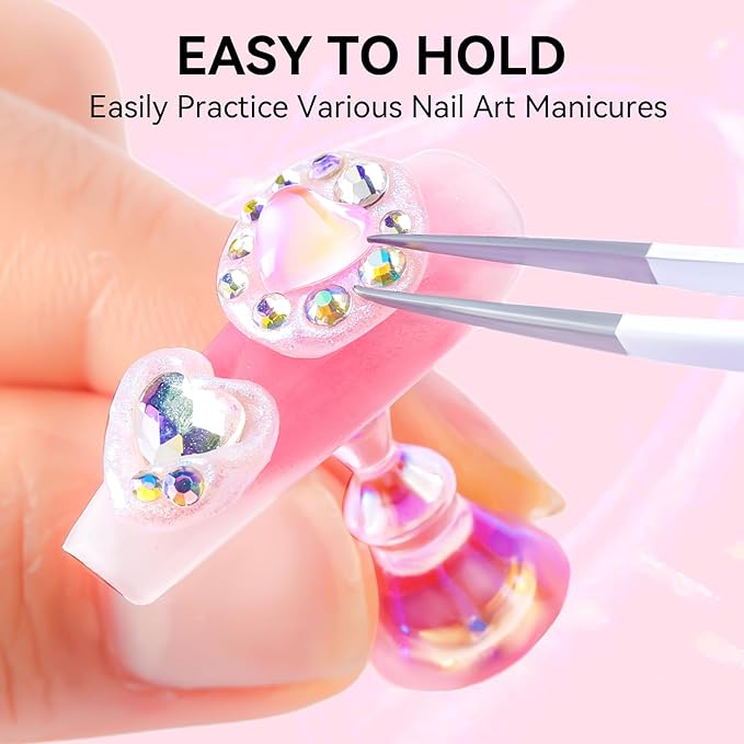 Makartt Nail Stand Kit: Magnetic Nail Holder for Press-On Nail Art Painting | Fake Nail Display Holder, Portable for Home DIY Beginner Salon Supplies, Reusable Putty Included, Aurora Pink & Clear Holders