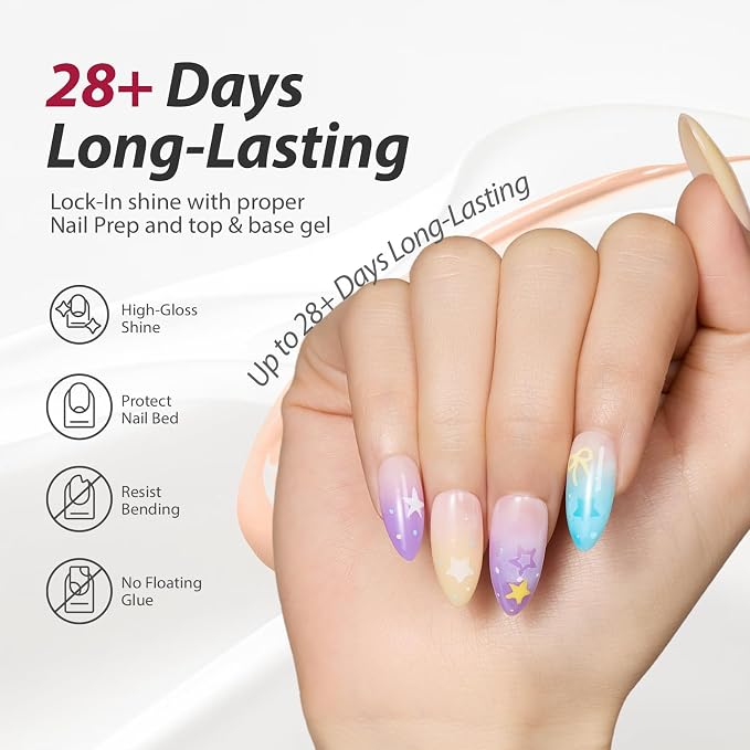 Makartt Pastel Gel Nail Polish Set 15ML: 6 High-Gloss Colors | Large Capacity, One-Coat, Spring Summer Collection, Blue Green Yellow Purple Pink, UV/LED Lamp Required, Home & Salon DIY