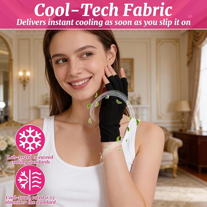 Bremorou 4 Pairs UV Gloves For Gel Manicures, Fingerless UPF UV Light Protection Gloves, Anti UVA UVB Gel Nail Lamp Glove for Gels Nail Lamp Fingerless for Prevent Hands from Harm for Women