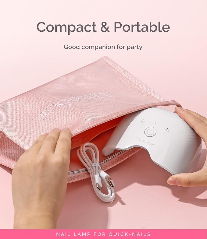 MelodySusie Lightweight Compact UV Nail Lamp P-Art06F for Half-Cured Gel | 6W, 45s/75s Timer, One-Button Control, 6 UV/LED Beads, Base Coat, Top Coat, Beginners, Corded